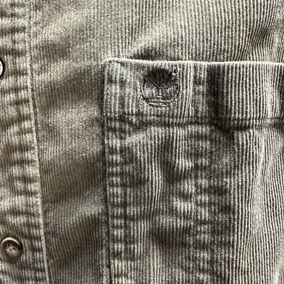 Timberland Olive Green Corduroy Long Sleeve Button Down Shirt Size L - Picture 3 of 8